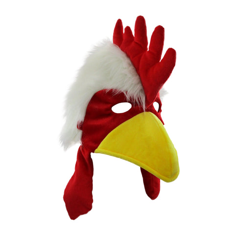 Adult Fuzzy Chicken Hat With Gizzard Rooster Hat Mask Costume Accessory One Size