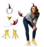 White Rooster Chicken Costume Kit Headband Tail Beak Nose Feet Accessory Set