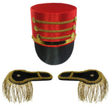 Adult Drummer Boy Toy Soldier Hat Shoulder Epaulettes Costume Accessory