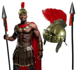 Medieval Knight Roman Helmet with Faux Feathers And Spear Prop Legion Centurion Gladiator Costume Warrior Accessories