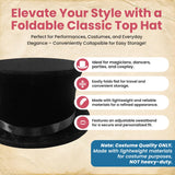 Adult Wearable Folding Collapsible Top Hat Dancers Magic Trick Magicians Costume Hat