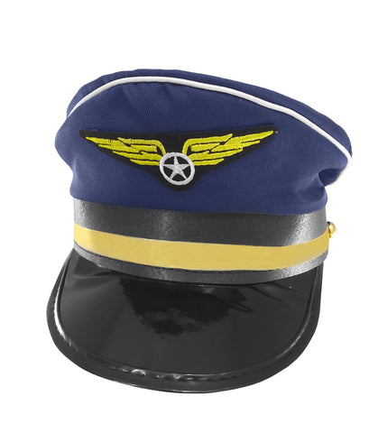 Adult Navy Blue Pilot Airline Captain Hat Airplane Aviator Halloween Costume Cap