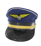 Airline Aviator Pilot Captain Hat and Sunglasses Set, Navy Blue Gold, One Size