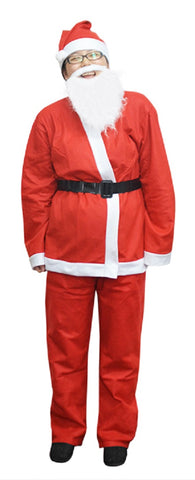 Adult Cheap Santa Claus Suit Costume 5pc Set Christmas Pub Crawl Suit Outfit (One Size)