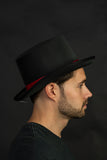 Black Top Hat with Red Band Caroler Snowman Ringmaster Mad Hatter Baron Costume