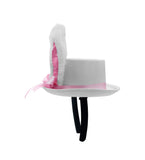 Womens White Bunny Ear Mini Top Hat Headband Easter Wonderland Costume Accessory