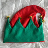 Unisex Adult Red Green Elf Hat with Giant Jingle Bells Holiday Costume Accessory