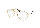 Clear Lens Adult Gold Wire Frame Aviator Glasses Costume Accessory Prop One Size