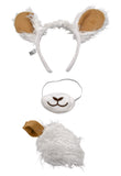 Unisex Fuzzy Llama Ears Headband Nose & Tail Costume Accessory Animal Set