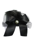 Mini Top Hat Fascinator with Pearl Stud On Hair Clips, Black, One Size