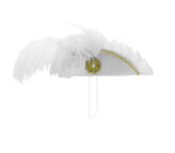 Womens Small Mini Buccaneer Pirate Tricorn Hat Faux Feathers Halloween Costume