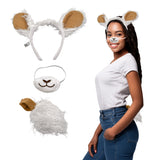 Unisex Fuzzy Llama Ears Headband Nose & Tail Costume Accessory Animal Set