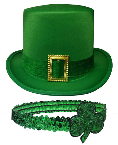 St. Patrick's Day Couples Hat Headband Accessory Set, One Size, Green