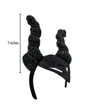 Adult Black Horned Headband Evil Queen Headpiece Glitter Horns Costume Accessory