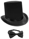 Adult 6 Inch Felt Top Hat Matching Bowtie Formal Cosplay Costume Accessory Set