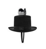 Mini Top Hat Fascinator On Headband with Faux Feather Pearl Stud, Black