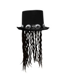 Adult Voodoo Top Hat Fake Dreads Locs Silver Buckles Rocker Costume Accessory