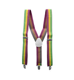 Unisex Mardi Gras Adjustable Suspenders Green Purple Yellow Costume Accessory