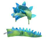 Adult Triceratops Dragon 3 Horn Dinosaur Headband Tail Costume Accessory Set