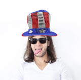 Adult Large Uncle Sam Top Hat Red Silver Blue Sequin Patriotic Costume Accessory