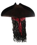 Caribbean TriCorn Pirate Hat Dreadlocks Hair Earring Eye Patch Handheld Hook Set