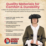 Nicky Bigs Novelties Adult Colonial Tricorn Pirate Hat - 3 Cornered Cocked Cap For Cosplay Halloween Costume Accessory