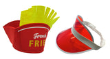 Nicky Bigs Novelties Clear Plastic Visor Hat and French Fries Hat Food Vendor Costume Accessories Red/Yellow