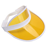 Retro Tennis Beach Plastic Sun Visors Hats, (Pack of 12), Clear, One Size