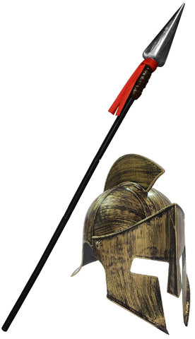 Medieval Knight Greek Spartan Helmet And Spear Prop Roman Gladiator Costume Warrior Accessories