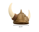 Adult Nordic Viking Barbarian Helmet with Faux Fur Horns Costume Accessory