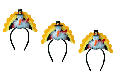 Nicky Bigs Novelties Thanksgiving Pilgrim Turkey Trot Headband, (Pack of 3), Multicolor, One Size