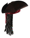 Caribbean TriCorn Pirate Hat Dreadlocks Hair Earring Eye Patch Handheld Hook Set