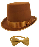 Adult 6 Inch Felt Top Hat Matching Bowtie Formal Cosplay Costume Accessory Set