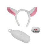 Unisex Lamb Ears Headband and Tail Accessory Set, White, One Size