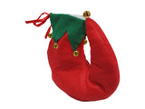 Unisex Adult Red and Green Elf Hat & Shoes Jingle Bells Holiday Costume Set