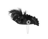 Womens Small Mini Buccaneer Pirate Tricorn Hat Faux Feathers Halloween Costume