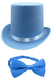 Adult 6 Inch Felt Top Hat Matching Bowtie Formal Cosplay Costume Accessory Set