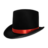 Black Top Hat with Red Band Caroler Snowman Ringmaster Mad Hatter Baron Costume