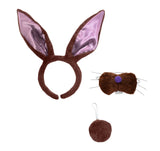 Costume Accessory Set Bunny Rabbit Ears, Nose and Tail, Brown, One Size