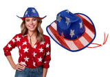 USA American Flag 4th of July Sequin Red White Blue Patriotic Cowboy Cowgirl Hat