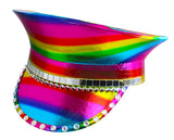 Iridescent Rainbow Drag Gay Pride Studs Steampunk Festival Captain Hat