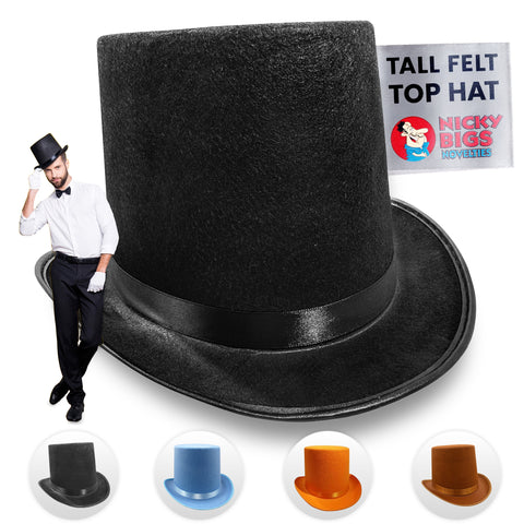 Nicky Bigs Novelties Tall Deluxe Felt Top Hat, One Size