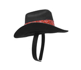 Mini Black Cowboy Hat Headband Red Paisley Bandana Trim Unisex Costume Accessory