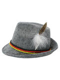 German Alpine Oktoberfest Hat with Feather, (Pack of 6) Gray, One Size