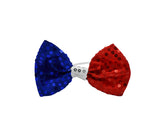 Adult Sequin American Patriotic Red White Blue Bow Tie Bowtie Costume Accessory