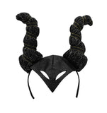 Adult Black Horned Headband Evil Queen Headpiece Glitter Horns Costume Accessory