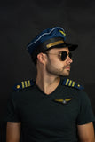 Airline Pilot Costume Accessory Set, Blue Gold, One Size