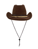 Adult Brown Western Sheriff Badge Cowboy Hat Halloween Cosplay Costume Accessory