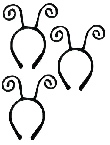 Nicky Bigs Novelties Velvet Bug Antenna Headband Costume Accessory, (Pack of 3), Black, One Size