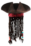 Caribbean TriCorn Pirate Hat Dreadlocks Hair Earring Eye Patch Handheld Hook Set